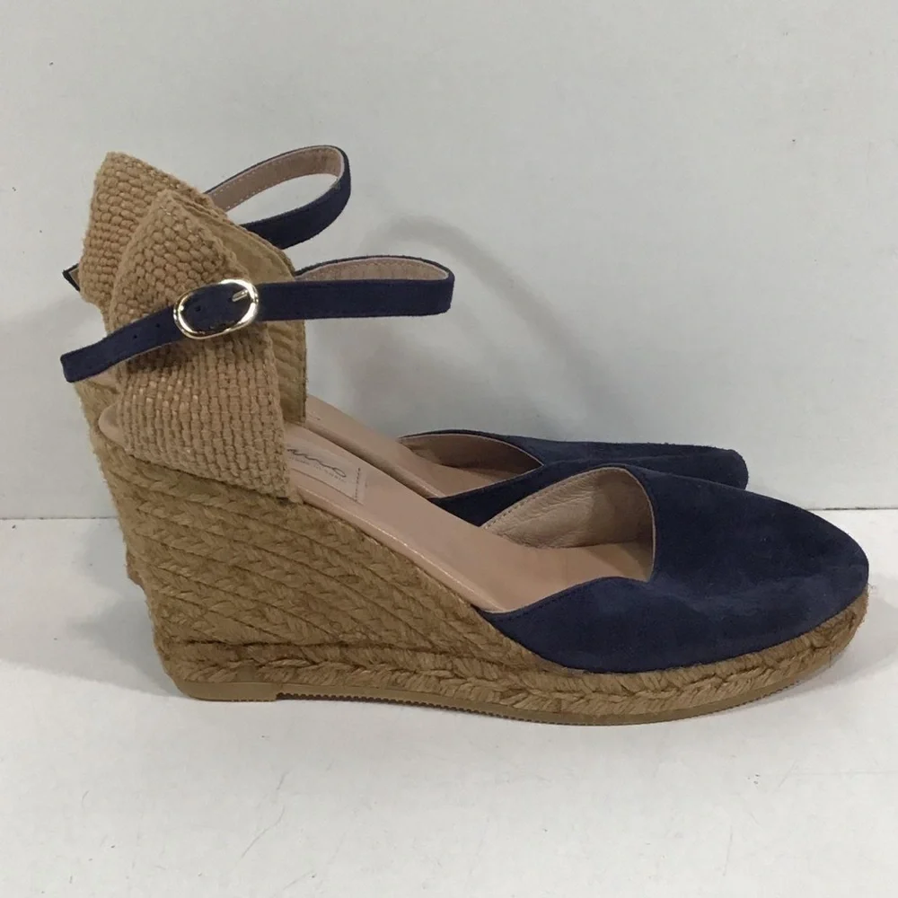 Women’s Gaimo Navy Suede Wedge Espadrille Sandals Size 40